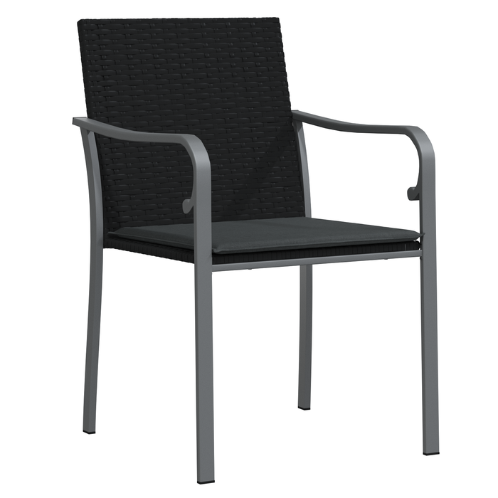 Set mobilier de grădină, 3 piese, cu perne, negru, poliratan - WALTI WALTI