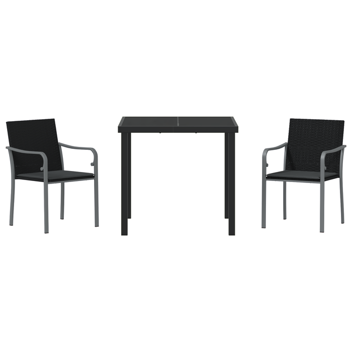 Set mobilier de grădină, 3 piese, cu perne, negru, poliratan - WALTI WALTI