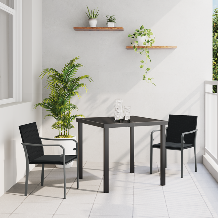 Set mobilier de grădină, 3 piese, cu perne, negru, poliratan - WALTI WALTI