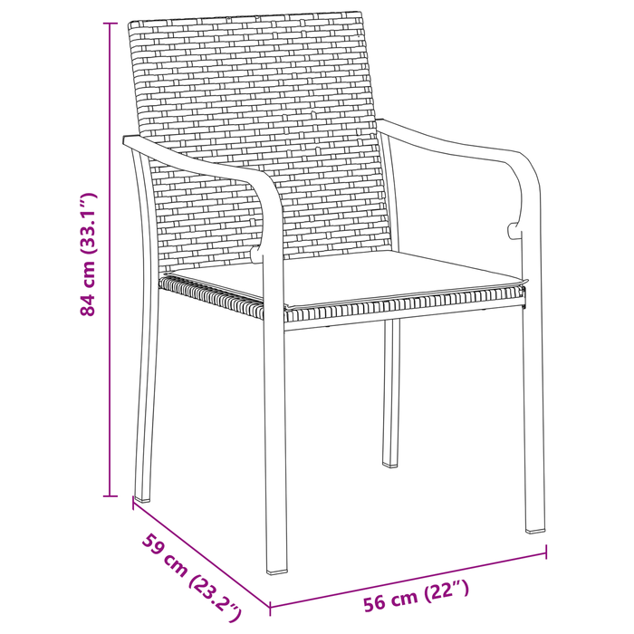 Set mobilier de grădină, 3 piese, cu perne, negru, poliratan - WALTI WALTI