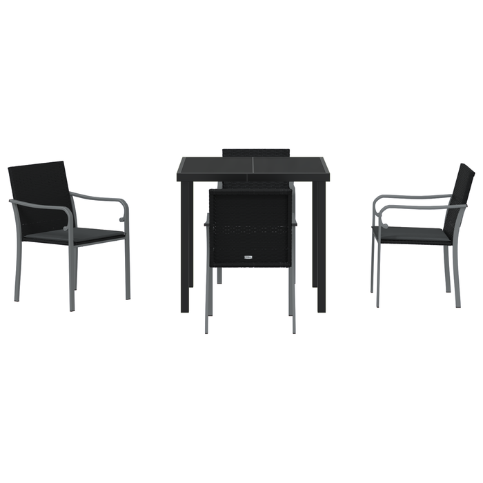 Set mobilier de grădină, 5 piese, cu perne, negru, poliratan - WALTI WALTI