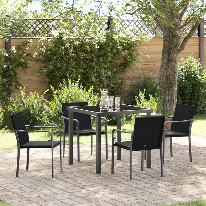 Set mobilier de grădină, 5 piese, cu perne, negru, poliratan - WALTI WALTI