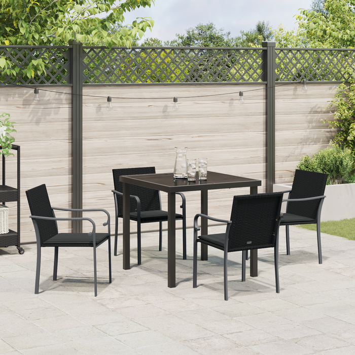 Set mobilier de grădină, 5 piese, cu perne, negru, poliratan - WALTI WALTI