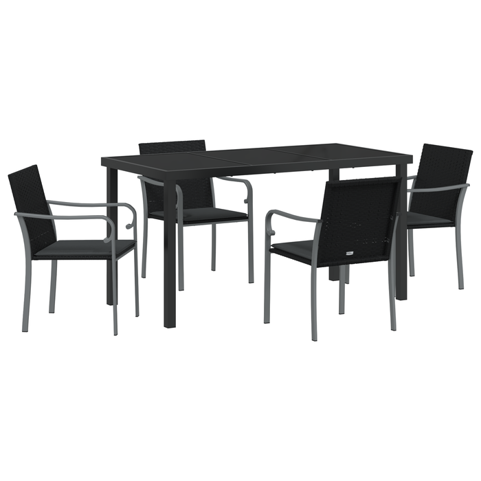 Set mobilier de grădină, 5 piese, cu perne, negru, poliratan - WALTI WALTI