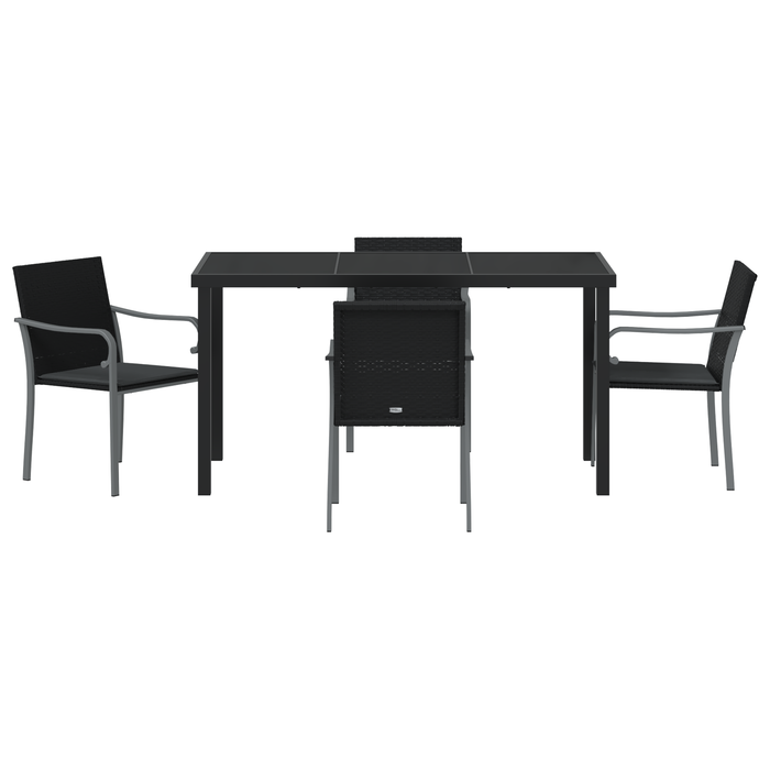 Set mobilier de grădină, 5 piese, cu perne, negru, poliratan - WALTI WALTI