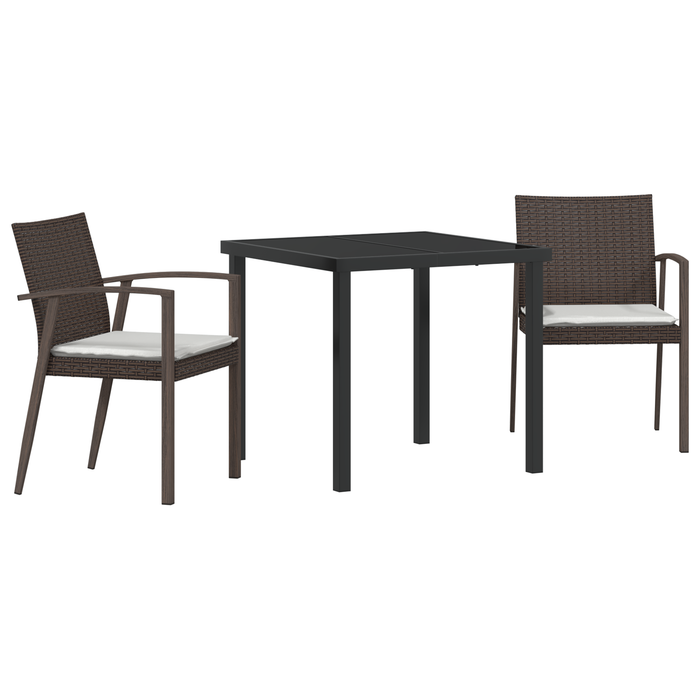 Set de dining pentru grădină , 3 piese, cu perne, Maro, Poliratan - WALTI WALTI