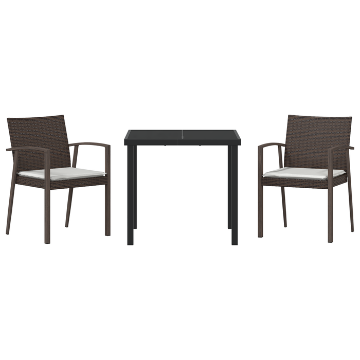 Set de dining pentru grădină , 3 piese, cu perne, Maro, Poliratan - WALTI WALTI