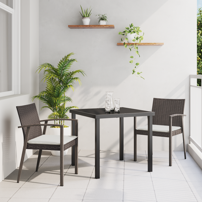 Set de dining pentru grădină , 3 piese, cu perne, Maro, Poliratan - WALTI WALTI