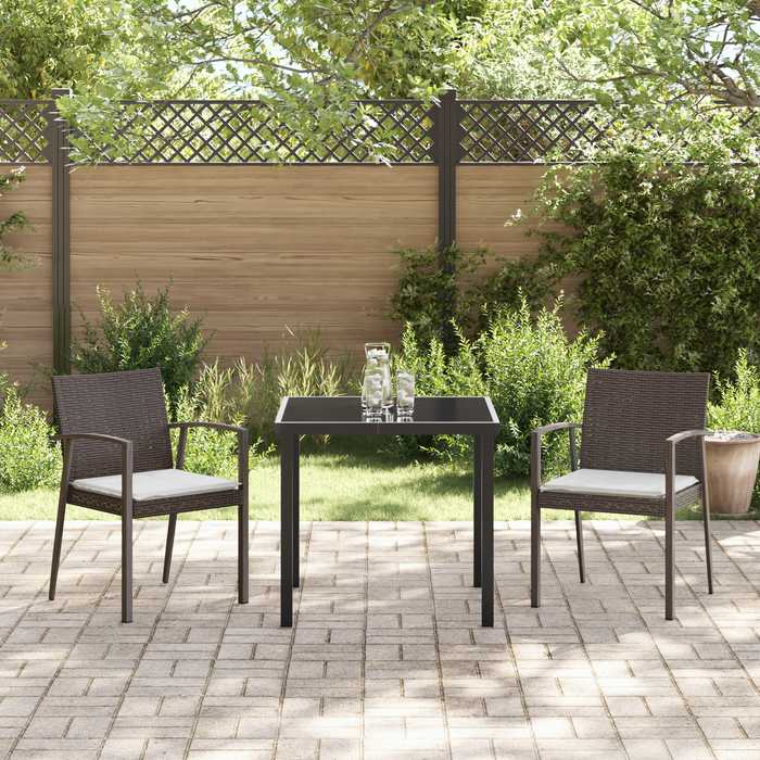 Set de dining pentru grădină , 3 piese, cu perne, Maro, Poliratan - WALTI WALTI