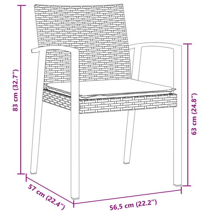Set de dining pentru grădină , 3 piese, cu perne, Maro, Poliratan - WALTI WALTI