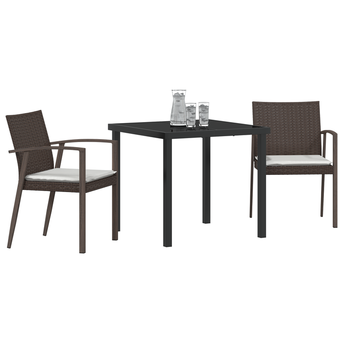 Set de dining pentru grădină , 3 piese, cu perne, Maro, Poliratan - WALTI WALTI