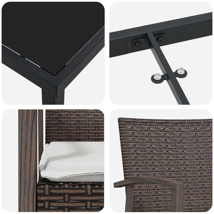 Set de luat masa pentru grădină , 5 piese, cu perne, rattan polirat maro - WALTI WALTI