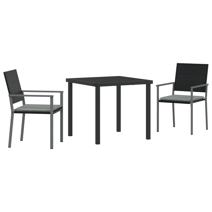 Set de Dining de Grădină cu Perne Negre Poliratan - WALTI WALTI