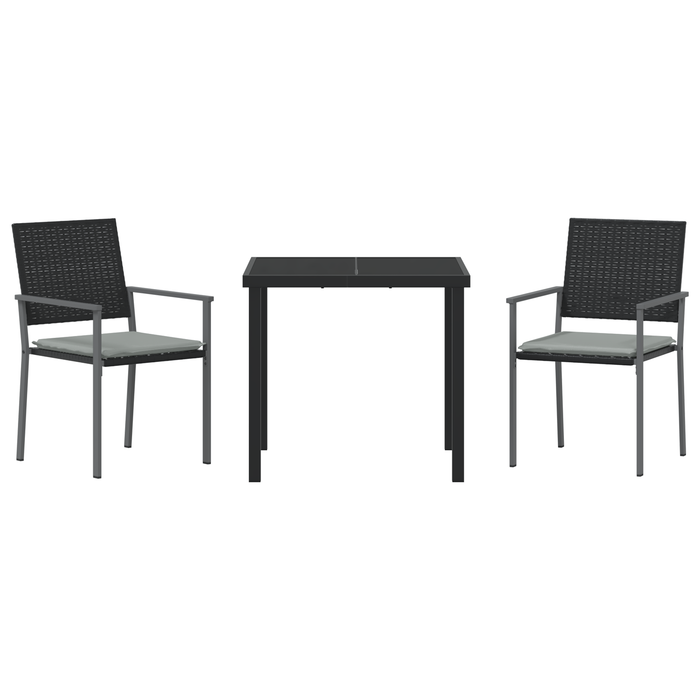 Set de Dining de Grădină cu Perne Negre Poliratan - WALTI WALTI