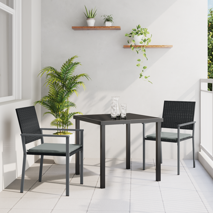 Set de Dining de Grădină cu Perne Negre Poliratan - WALTI WALTI