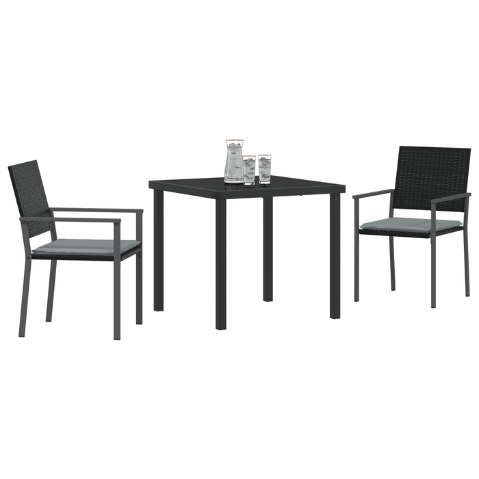 Set de Dining de Grădină cu Perne Negre Poliratan - WALTI WALTI