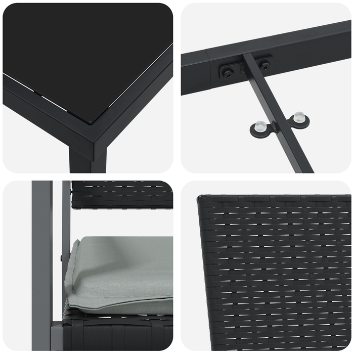 Set de dining pentru grădină 5 piese cu perne Negru Rattan Poli - WALTI WALTI