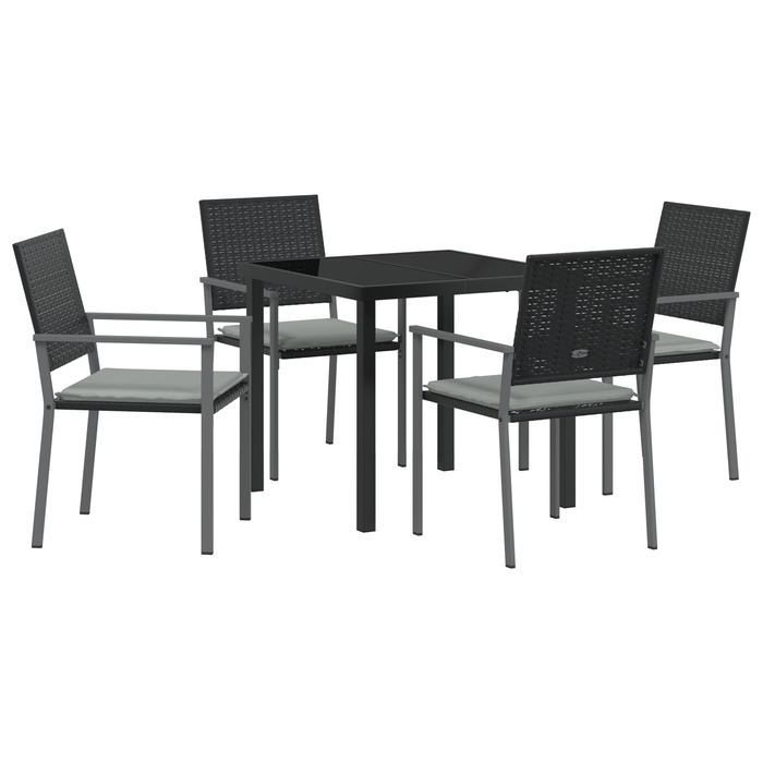 Set de dining pentru grădină 5 piese cu perne Negru Rattan Poli - WALTI WALTI