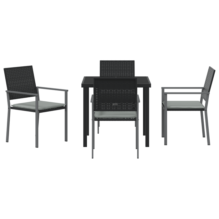 Set de dining pentru grădină 5 piese cu perne Negru Rattan Poli - WALTI WALTI