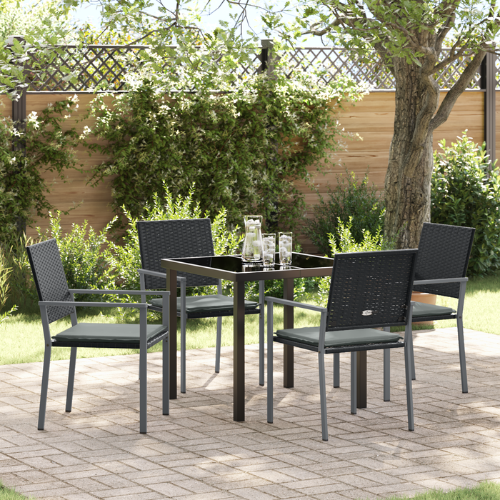 Set de dining pentru grădină 5 piese cu perne Negru Rattan Poli - WALTI WALTI