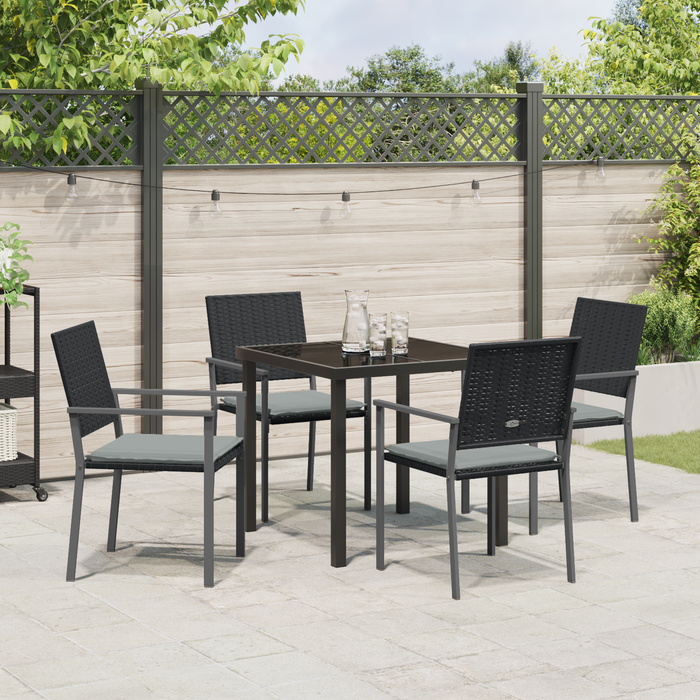 Set de dining pentru grădină 5 piese cu perne Negru Rattan Poli - WALTI WALTI
