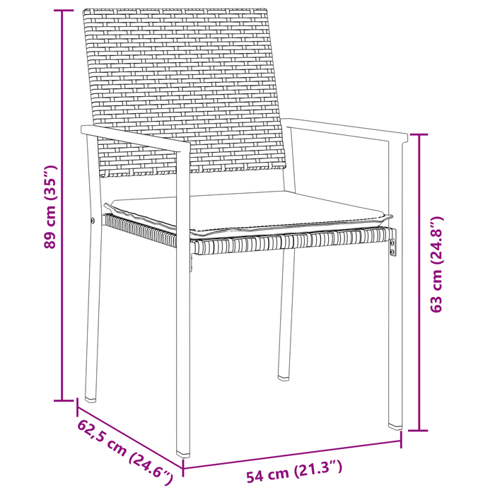 Set de dining pentru grădină 5 piese cu perne Negru Rattan Poli - WALTI WALTI