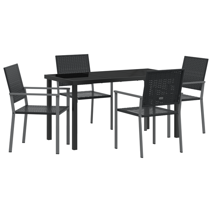 Set de dining pentru grădină 5 piese Negru Poliratan - WALTI WALTI