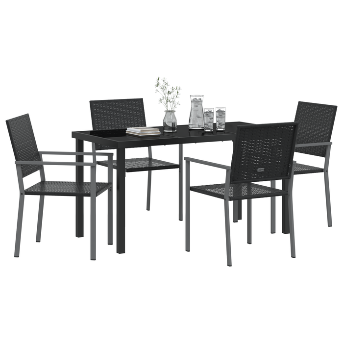 Set de dining pentru grădină 5 piese Negru Poliratan - WALTI WALTI
