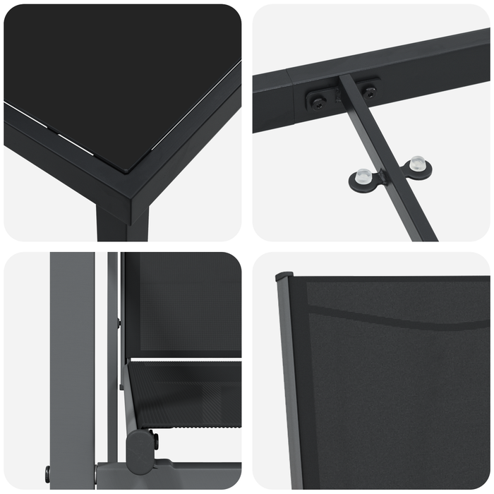 Set de Masă de Grădină 3 Piese Negru Textilena și Oțel - WALTI WALTI
