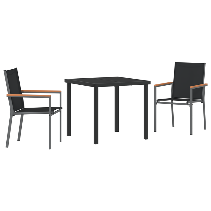 Set de Masă de Grădină 3 Piese Negru Textilena și Oțel - WALTI WALTI