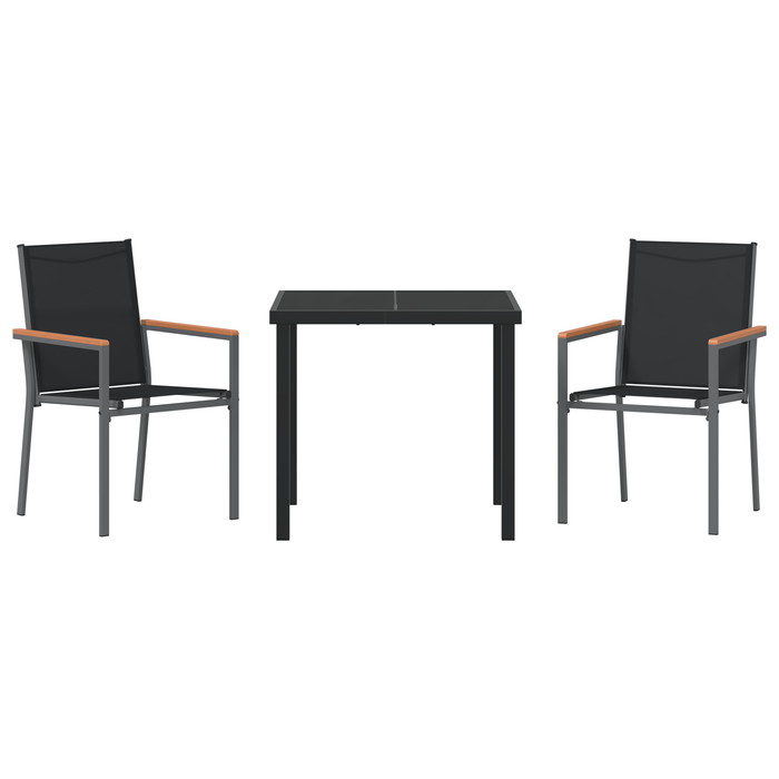 Set de Masă de Grădină 3 Piese Negru Textilena și Oțel - WALTI WALTI
