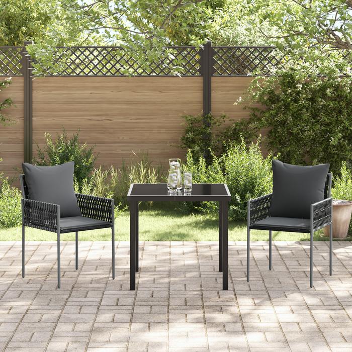 Set de grădină de 3 piese cu perne, rattan negru - WALTI WALTI