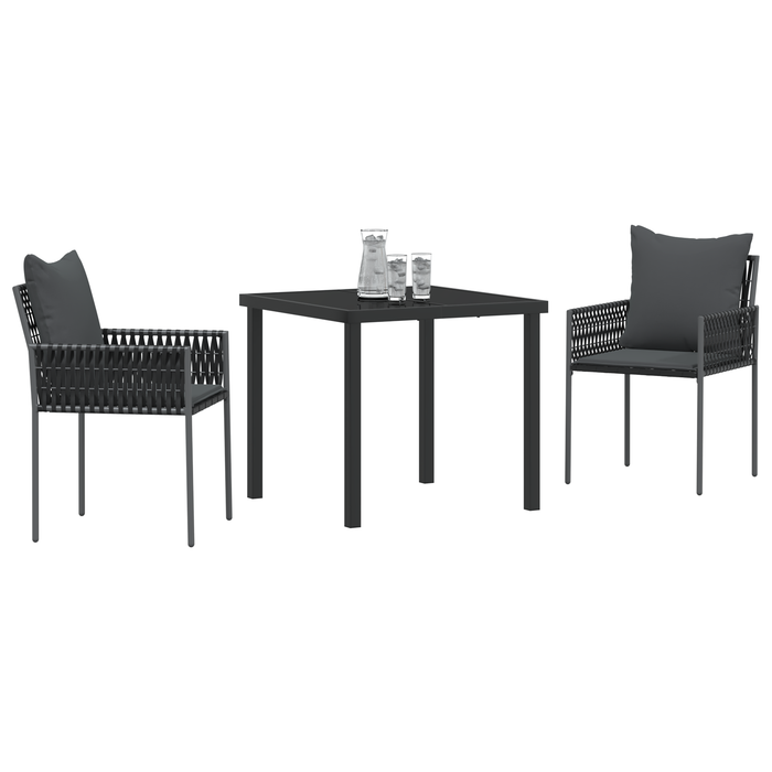 Set de grădină de 3 piese cu perne, rattan negru - WALTI WALTI