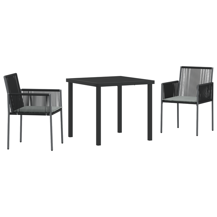 Set de dining grădină 3 piese cu perne Negre din poliratan - WALTI WALTI