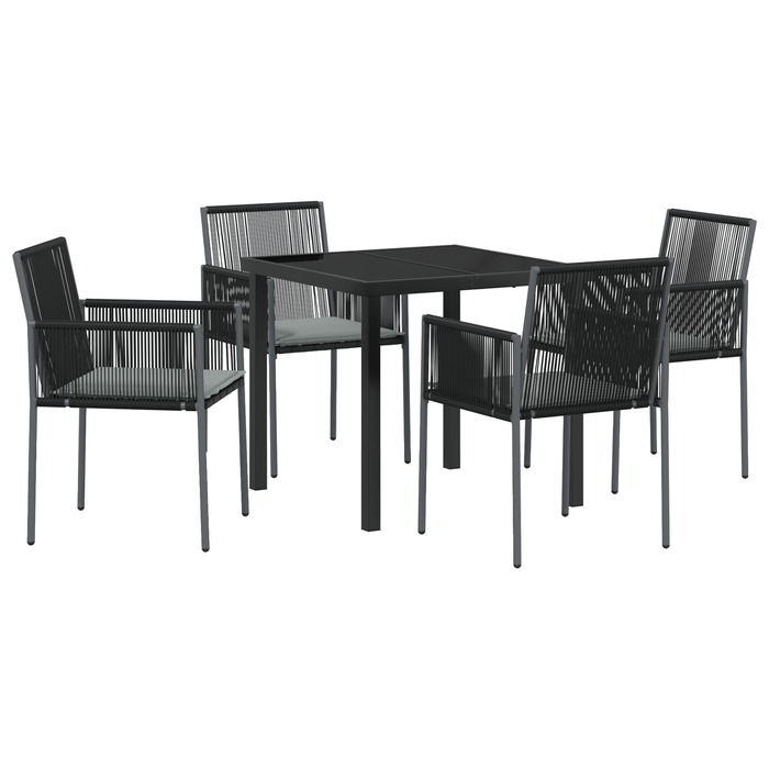 Set de Dining pentru Grădină cu 5 Piese cu Perne Negru Poliratan - WALTI WALTI