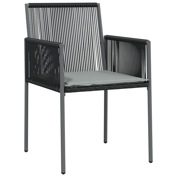 Set de Dining pentru Grădină cu 5 Piese cu Perne Negru Poliratan - WALTI WALTI