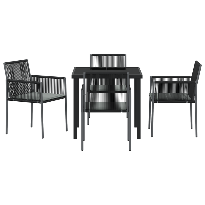 Set de Dining pentru Grădină cu 5 Piese cu Perne Negru Poliratan - WALTI WALTI