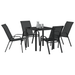 Set de dining pentru grădină vidaXL 5 piese Negru Textil și Oțel, Masă de grădină vidaXL Neagră 80x80x73 cm Sticlă Temperată - WALTI WALTI