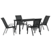 Set masă grădină vidaXL 5 piese Negru Textilene + Oțel, Masă grădină vidaXL Neagră 140x80x73 cm Sticlă securizată - WALTI WALTI
