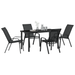 Set masă grădină vidaXL 5 piese Negru Textilene + Oțel, Masă grădină vidaXL Neagră 140x80x73 cm Sticlă securizată - WALTI WALTI