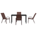 Set de dining pentru grădină vidaXL 5 piese maro Textilene și oțel, Masa pentru grădină vidaXL Negru 140x80x73 cm Sticlă securizată - WALTI WALTI