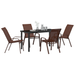 Set de dining pentru grădină vidaXL 5 piese maro Textilene și oțel, Masa pentru grădină vidaXL Negru 140x80x73 cm Sticlă securizată - WALTI WALTI