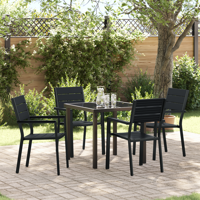 Set de dining pentru grădină 5 piese Negru HDPE - WALTI WALTI