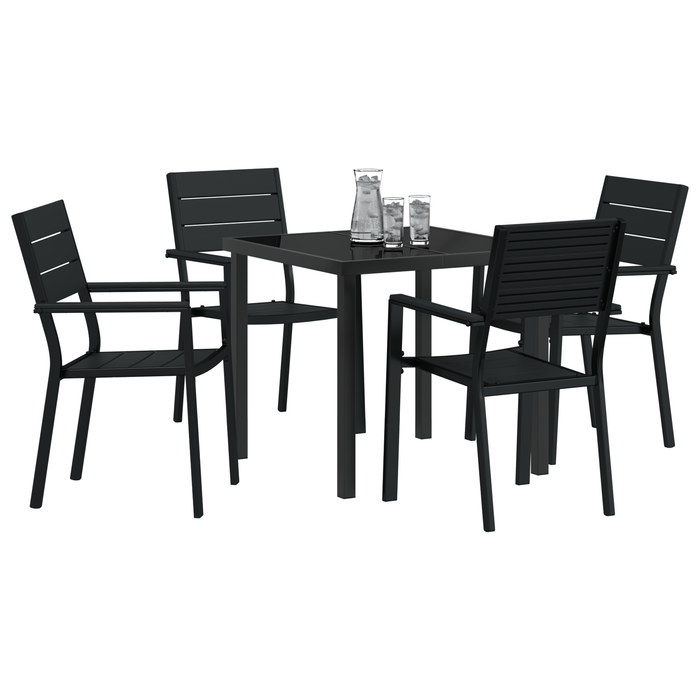 Set de dining pentru grădină 5 piese Negru HDPE - WALTI WALTI