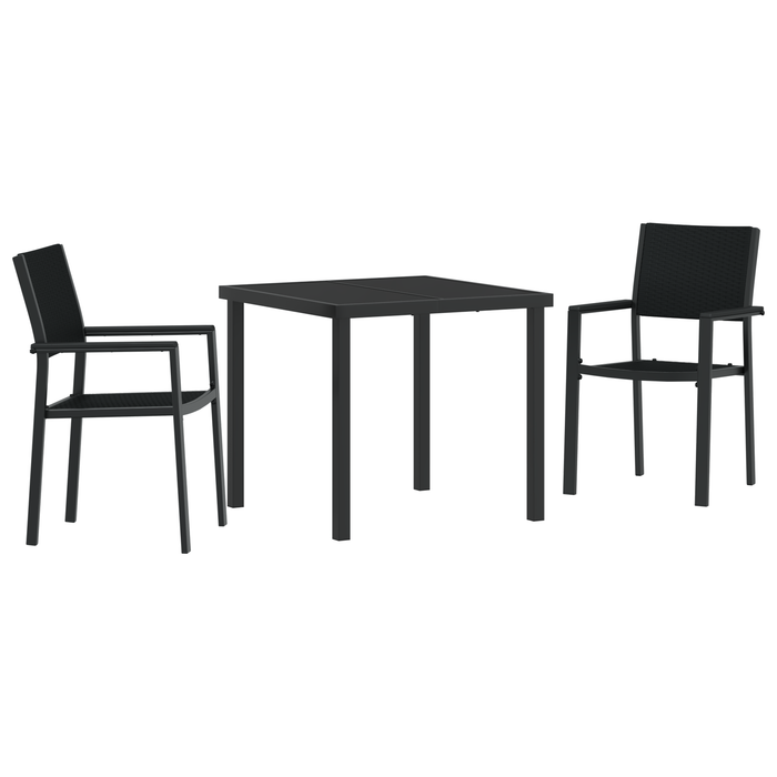 Set de dining în grădină 3 piese Negru Poly Rattan - WALTI WALTI