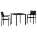 Set de dining în grădină 3 piese Negru Poly Rattan - WALTI WALTI