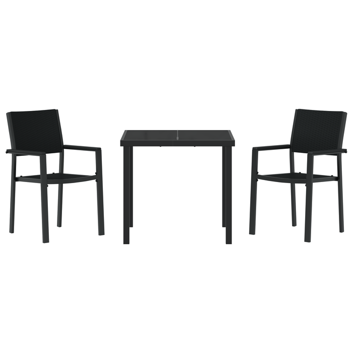 Set de dining în grădină 3 piese Negru Poly Rattan - WALTI WALTI