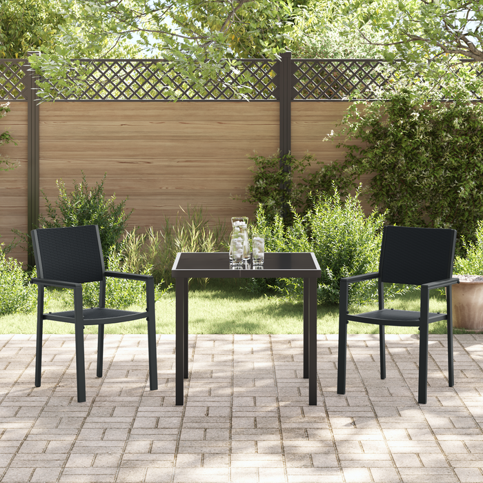 Set de dining în grădină 3 piese Negru Poly Rattan - WALTI WALTI