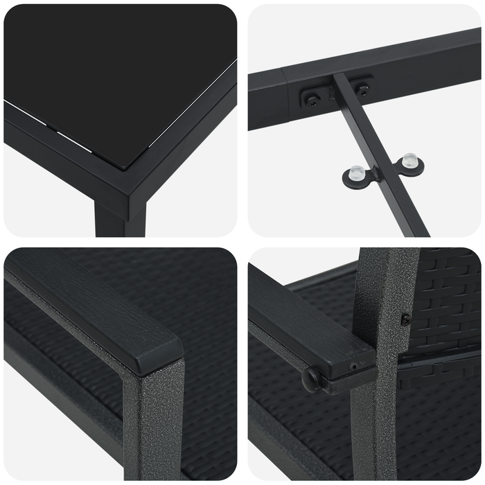 Set de dining de grădină 5 piese Negru Poly Ratan - WALTI WALTI