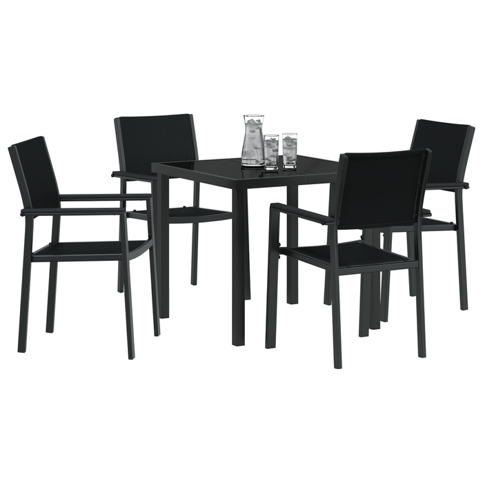 Set de dining de grădină 5 piese Negru Poly Ratan - WALTI WALTI